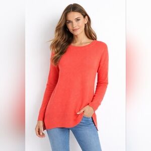 Anthropologie Cynthia Rowley Coral 100% Merino Wool Longline Sweater S